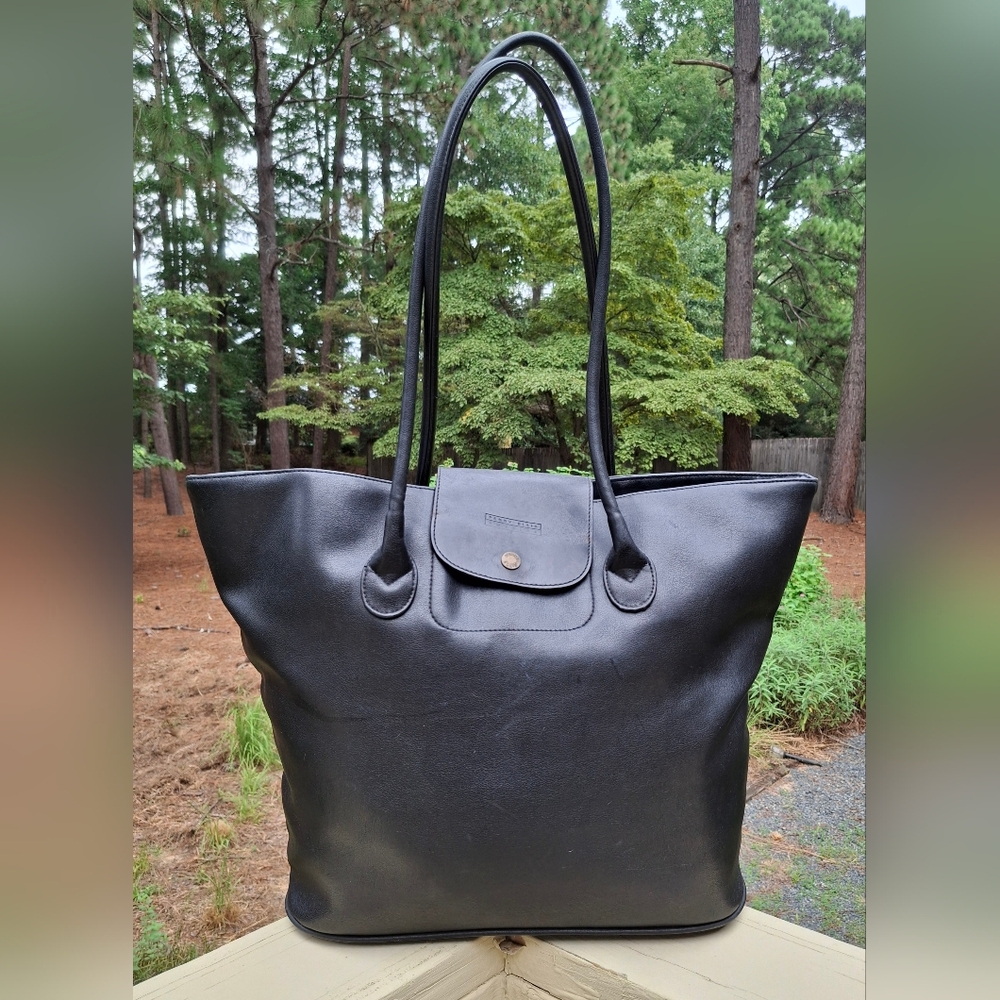 Black Leather Tote Bag - Picture 2 of 16